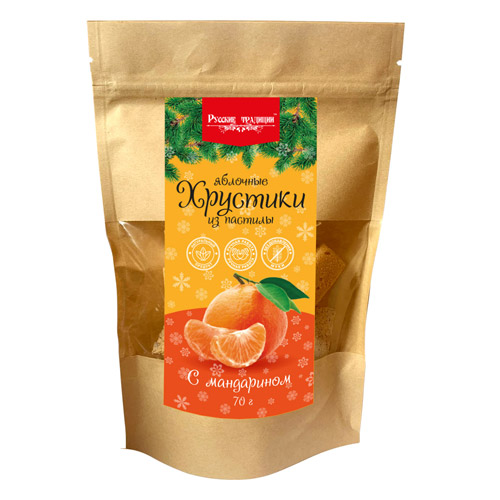 Яблочные Хрустики из пастилы "С мандарином" НГ, 70г