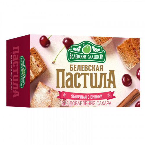 Белёвская пастила яблочная (без сахара с вишней и корицей) 200г (20шт/кор)